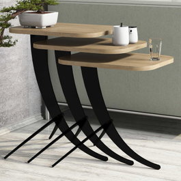 Hanah Home Pion - Oak Juego de Mesas Apilables de 3 Piezas